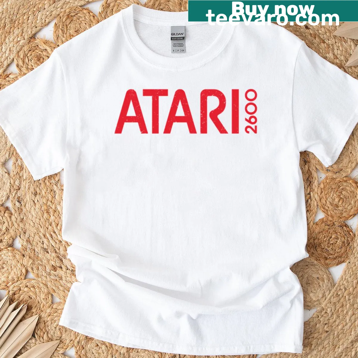 Vintage distressed T-shirt honoring the classic 2600 game console — on a men's t-shirt