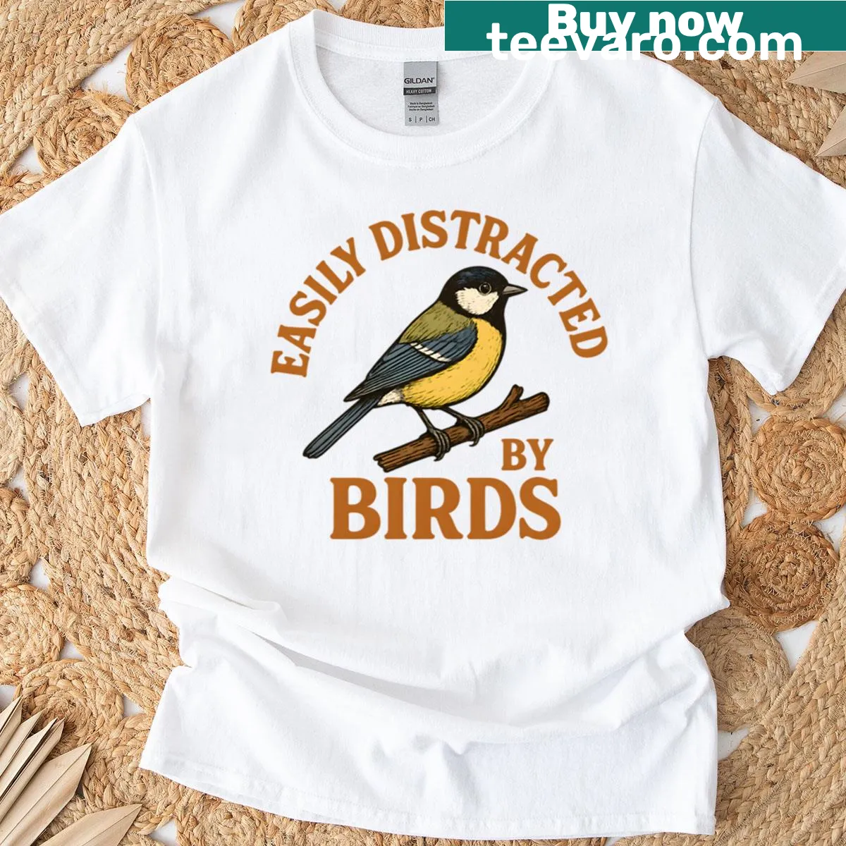 Funny nature lover t-shirt featuring a Great Tit illustration. — on a men's t-shirt