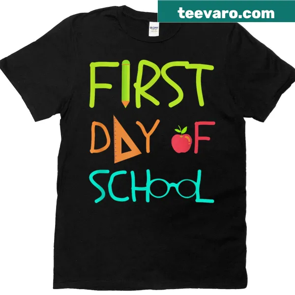 T-shirt featuring fun graphics for teachers celebrating the first day of school