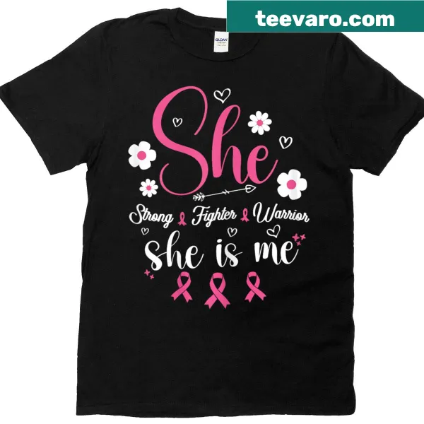 Pink ribbon breast cancer awareness t-shirt with empowering message
