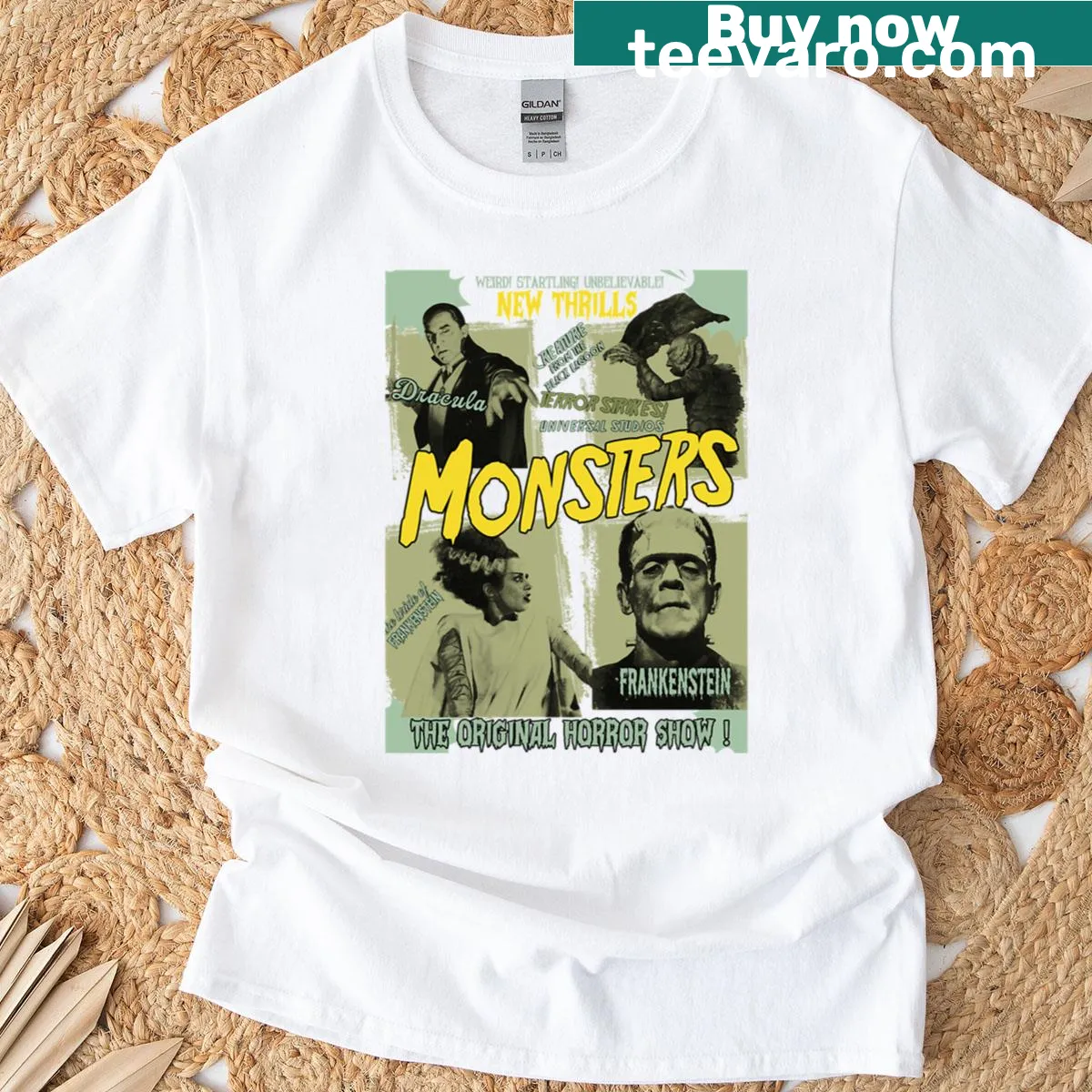 Vintage Frankenstein Halloween Monsters T-shirt from the 90s. — on a men's t-shirt