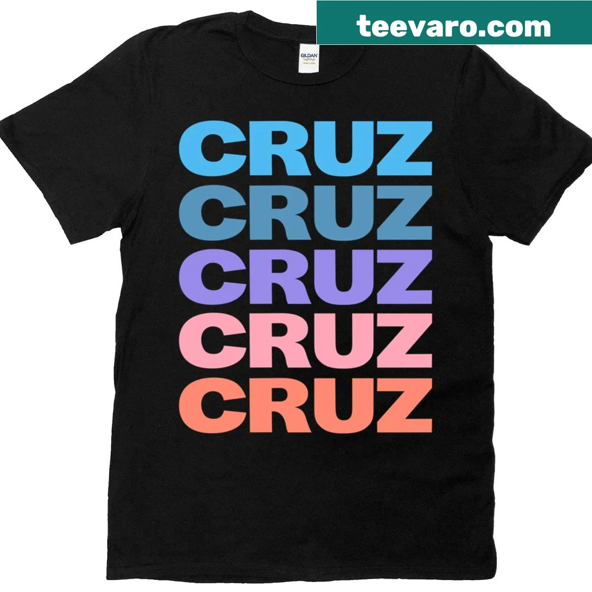 Modern repeated text design T-shirt featuring the word Cruz — on a men's t-shirt