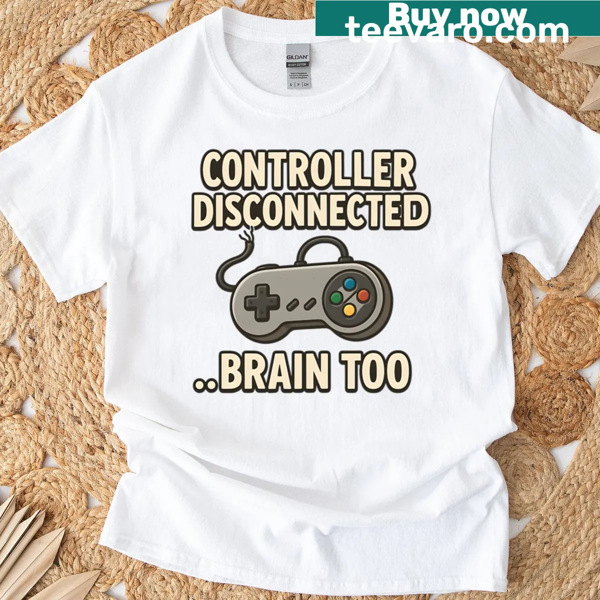 Retro gaming t-shirt with a controller and humorous text about distraction — on a men's t-shirt