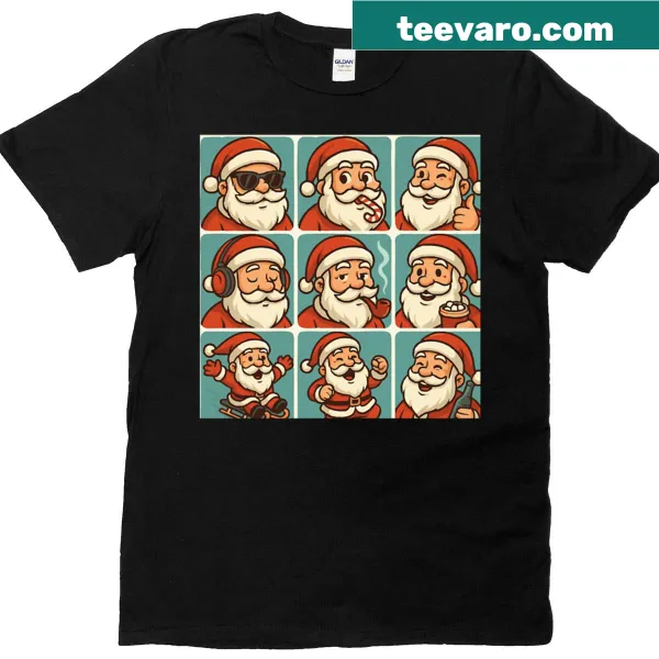 Festive t-shirt featuring Santa and cartoon characters for Christmas