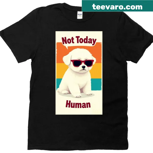 Vintage-style t-shirt featuring a side-eye small dog graphic.