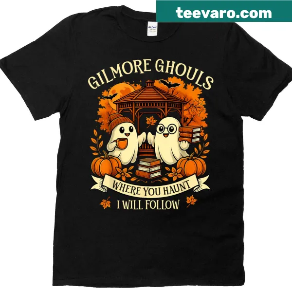 Halloween shirt with the saying 'Where You Haunt I Will Follow' in fun typography