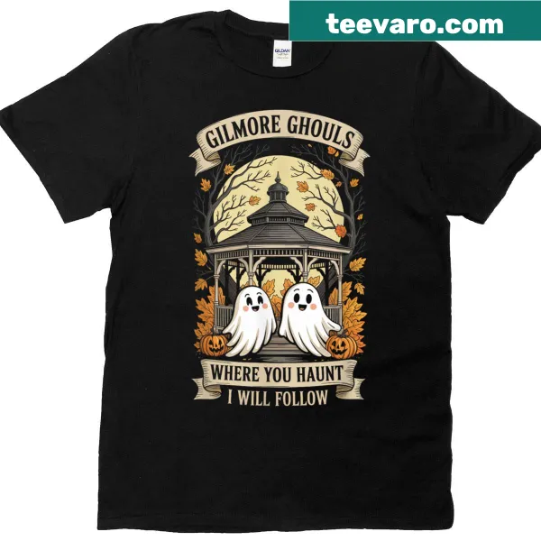 Halloween-themed T-shirt with playful ghost illustration and text