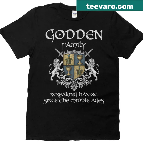 Vintage-style Godden family crest T-shirt for ancestry lovers