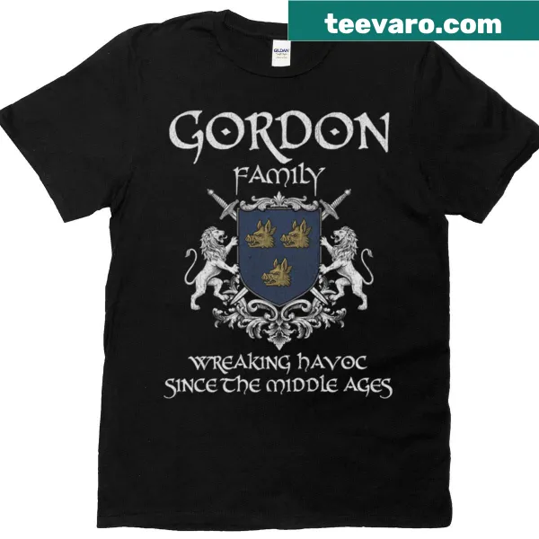 Vintage Gordon family crest emblem T-shirt for ancestry lovers