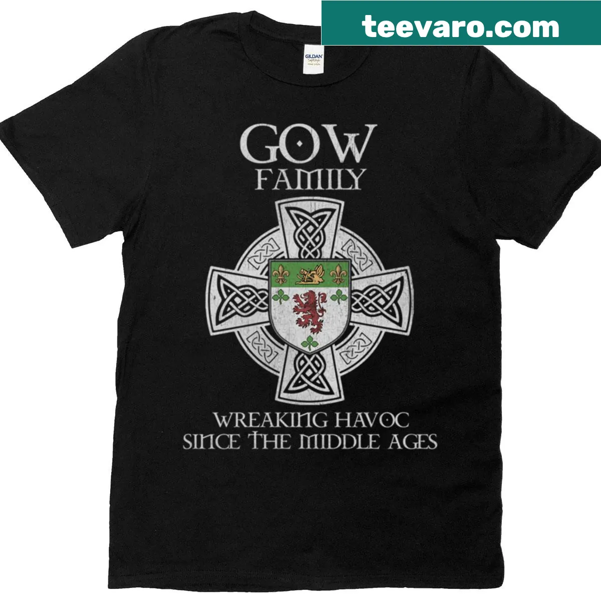 Vintage family crest T-shirt celebrating heritage — on a men's t-shirt