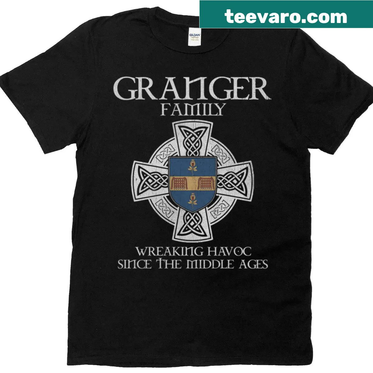 Vintage family crest T-shirt for heritage lovers — on a men's t-shirt
