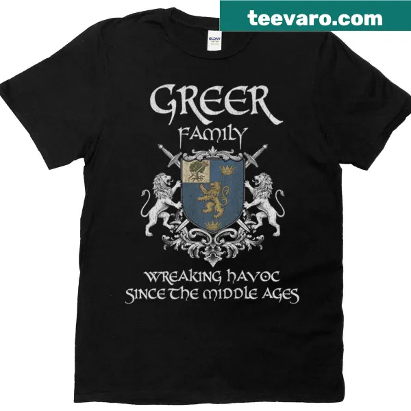 Greer family crest T-shirt in vintage style for ancestry lovers