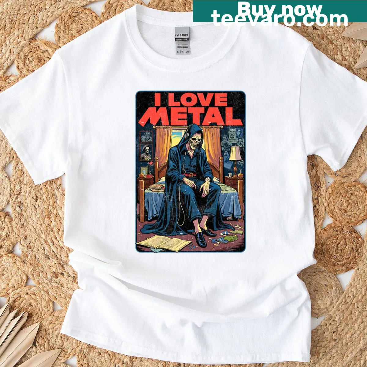 Monster truck mashup with Grim Reaper graphic on t-shirt — on a men's t-shirt