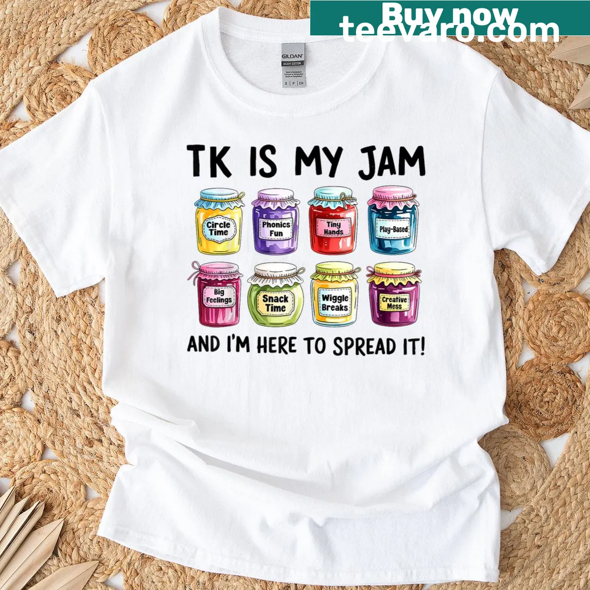 Teacher t-shirt with Groovy Tk Is My Jam message — on a men's t-shirt