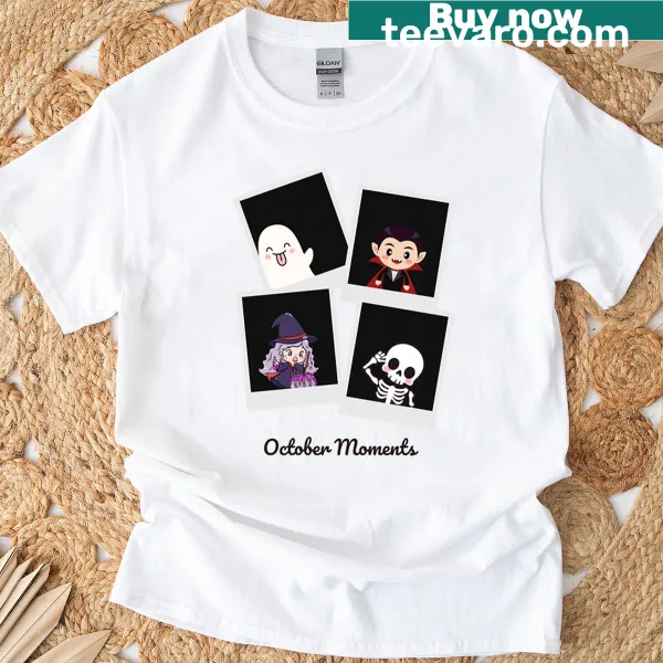 Nostalgic Halloween-themed t-shirt celebrating October moments