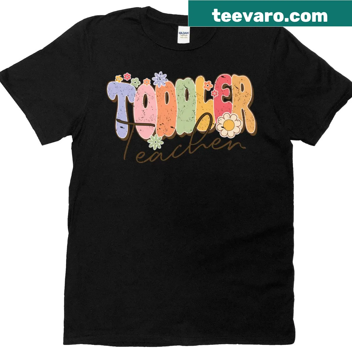 Retro-style t-shirt for teachers with 'Happy First Day Of School' text — on a men's t-shirt