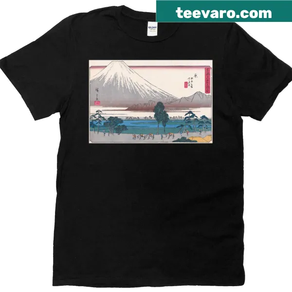 Minimalist line-art T-shirt inspired by Hiroshige