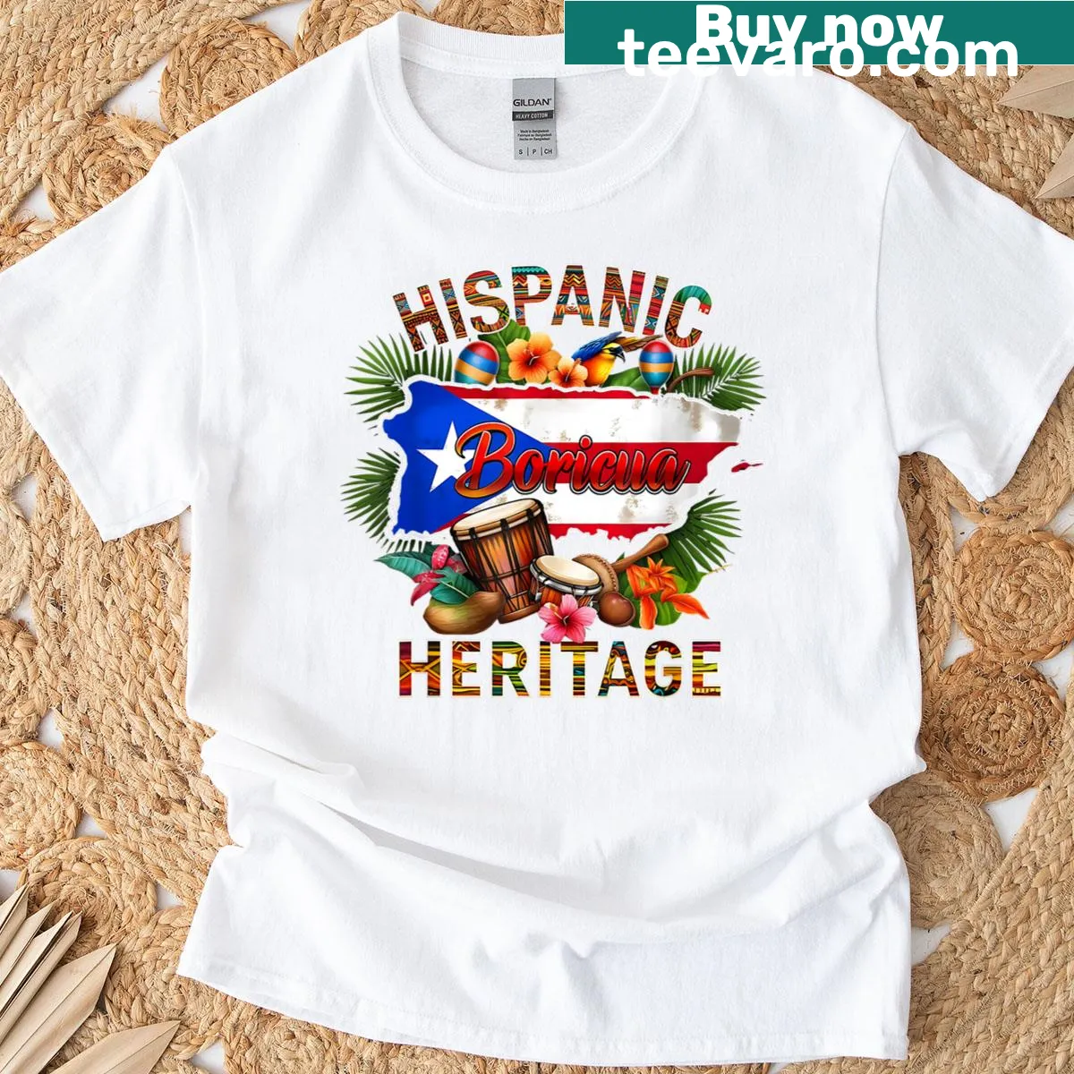 Puerto Rican flag and tree roots design celebrating heritage — on a men's t-shirt