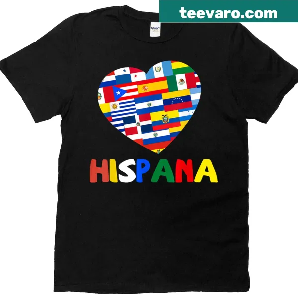 Typography T-shirt honoring Hispanic heritage with a heart design