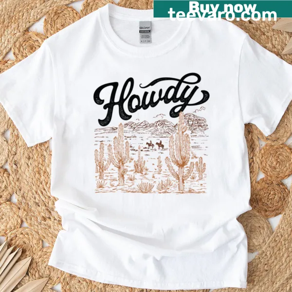 Fitted scoop t-shirt with bold 'Howdy' Western design