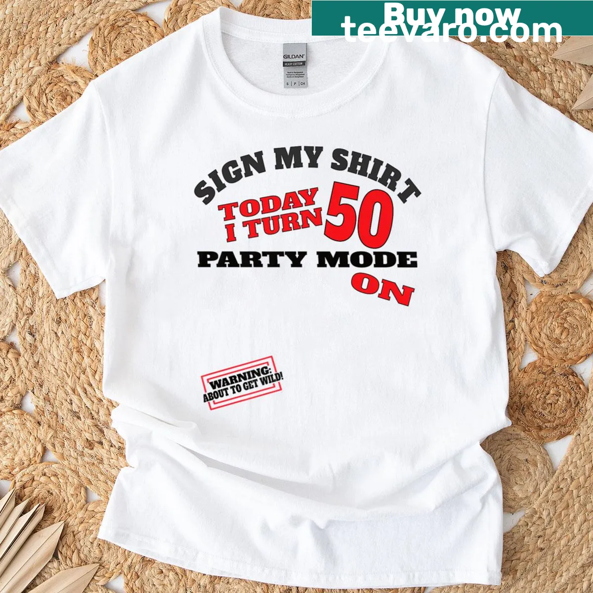 Premium T-shirt celebrating a 50th birthday with bold typography — on a men's t-shirt