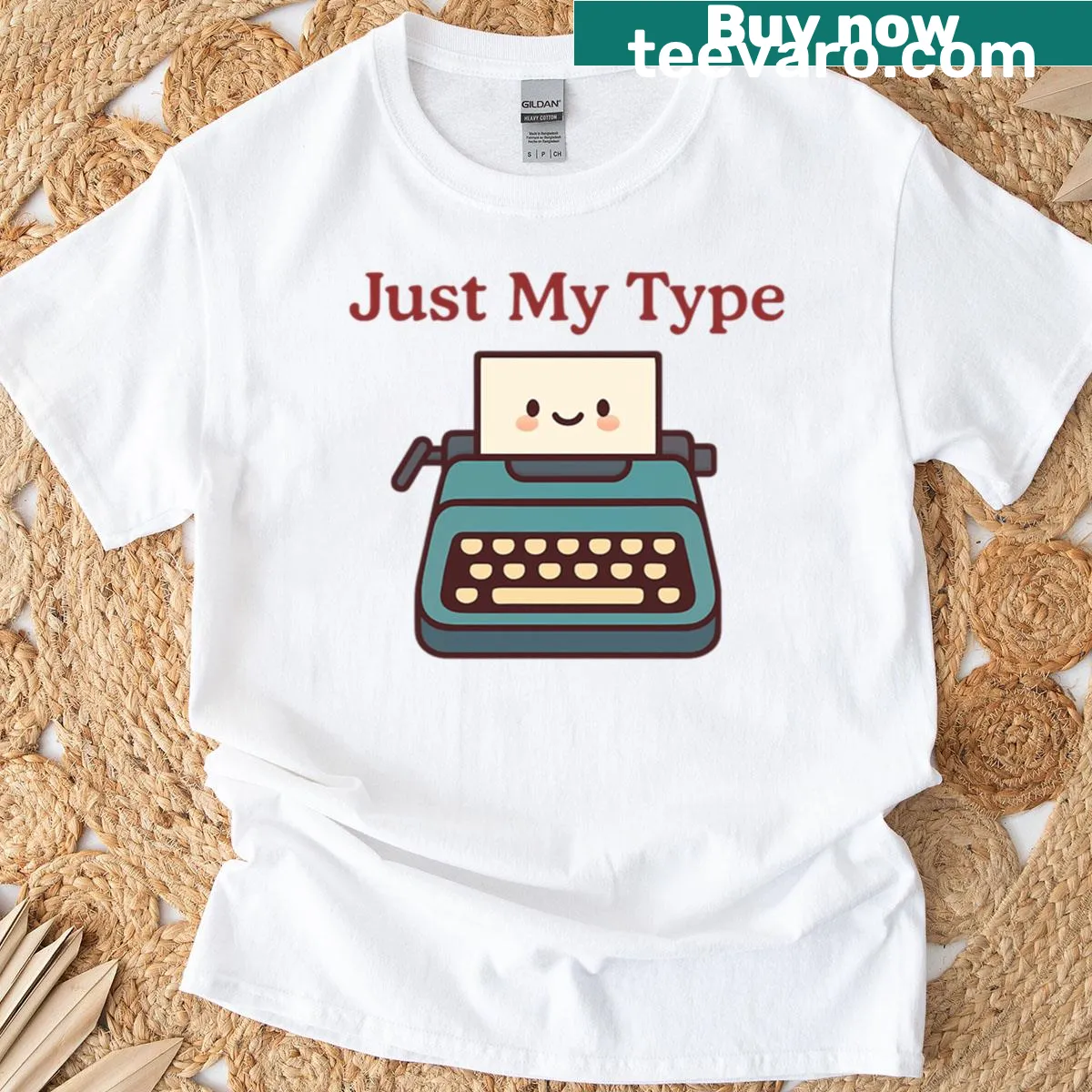 T-shirt featuring the phrase 'Just My Type' in a fun font — on a men's t-shirt