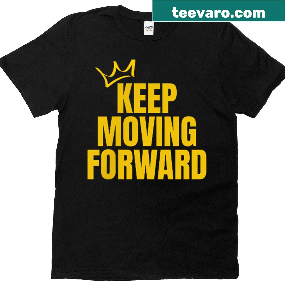 Inspirational Keep Moving Forward text t-shirt with bold typography — on a men's t-shirt