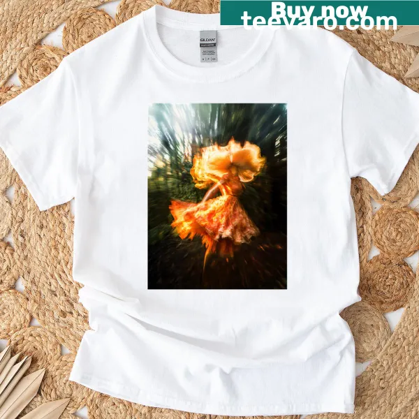 T-shirt with a serene forest illustration and inspirational text