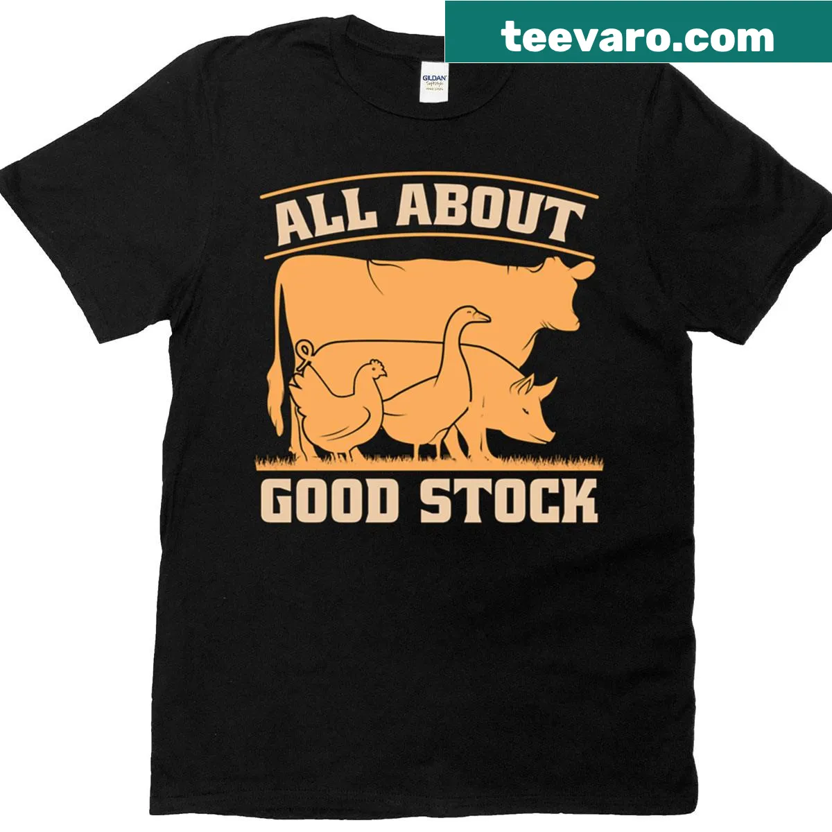 T-shirt with 'All About Good Stock' text for livestock breeders — on a men's t-shirt