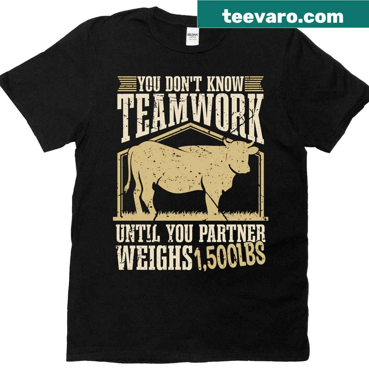 Livestock breeding teamwork slogan t-shirt for farmers — on a men's t-shirt