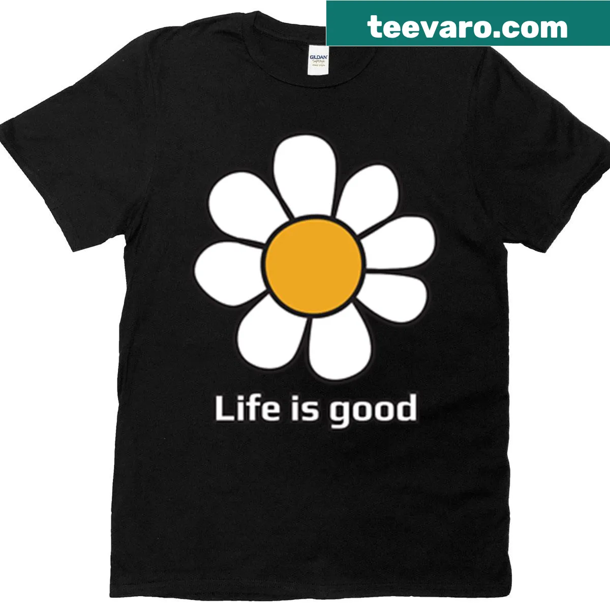 Minimalist daisy silhouette on T-shirt — on a men's t-shirt