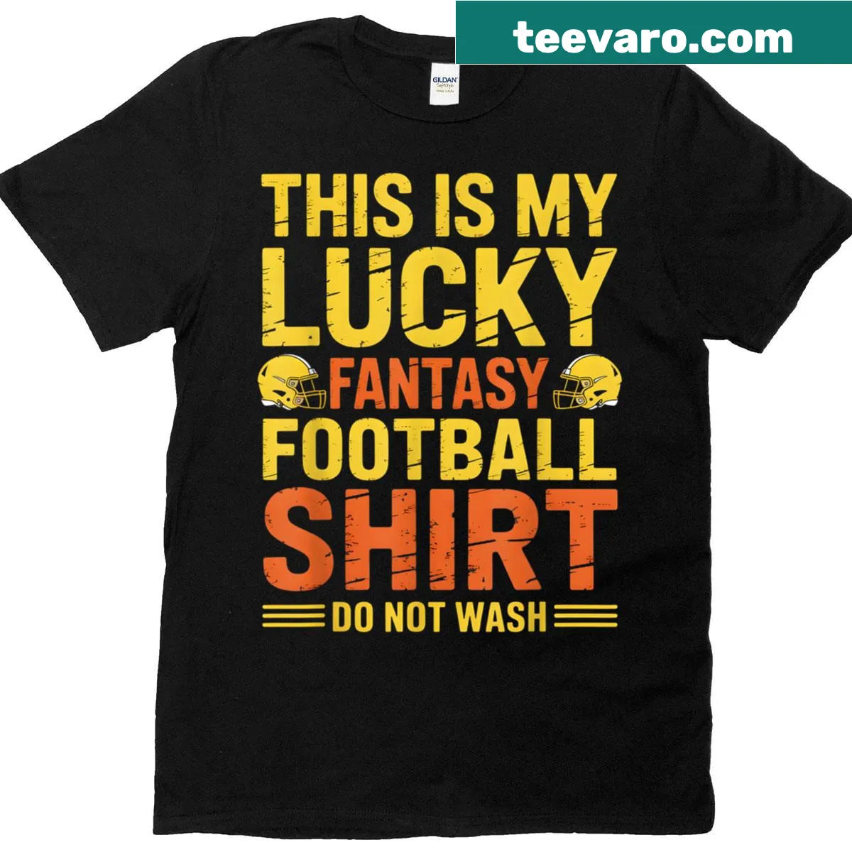 Fantasy football winner T-shirt with lucky superstition design — on a men's t-shirt