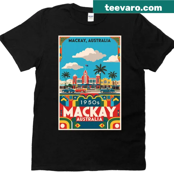 Vintage-style travel t-shirt representing Mackay, Australia