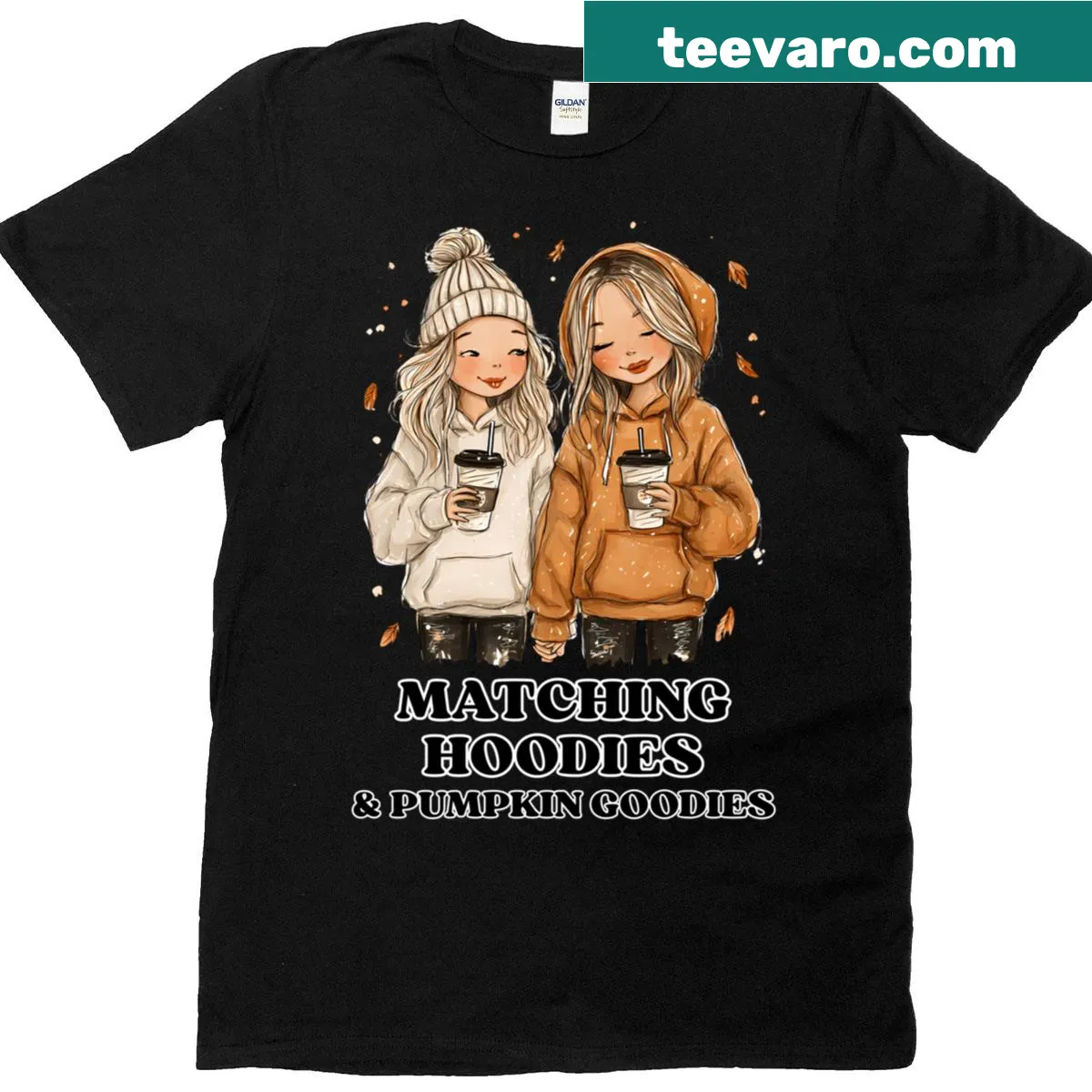 T-shirt featuring cute pumpkin goodies illustration — on a men's t-shirt