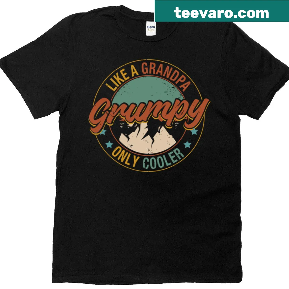 Funny T-shirt for grandpas with the phrase 'Grumpy Like A Regular Grandpa' — on a men's t-shirt