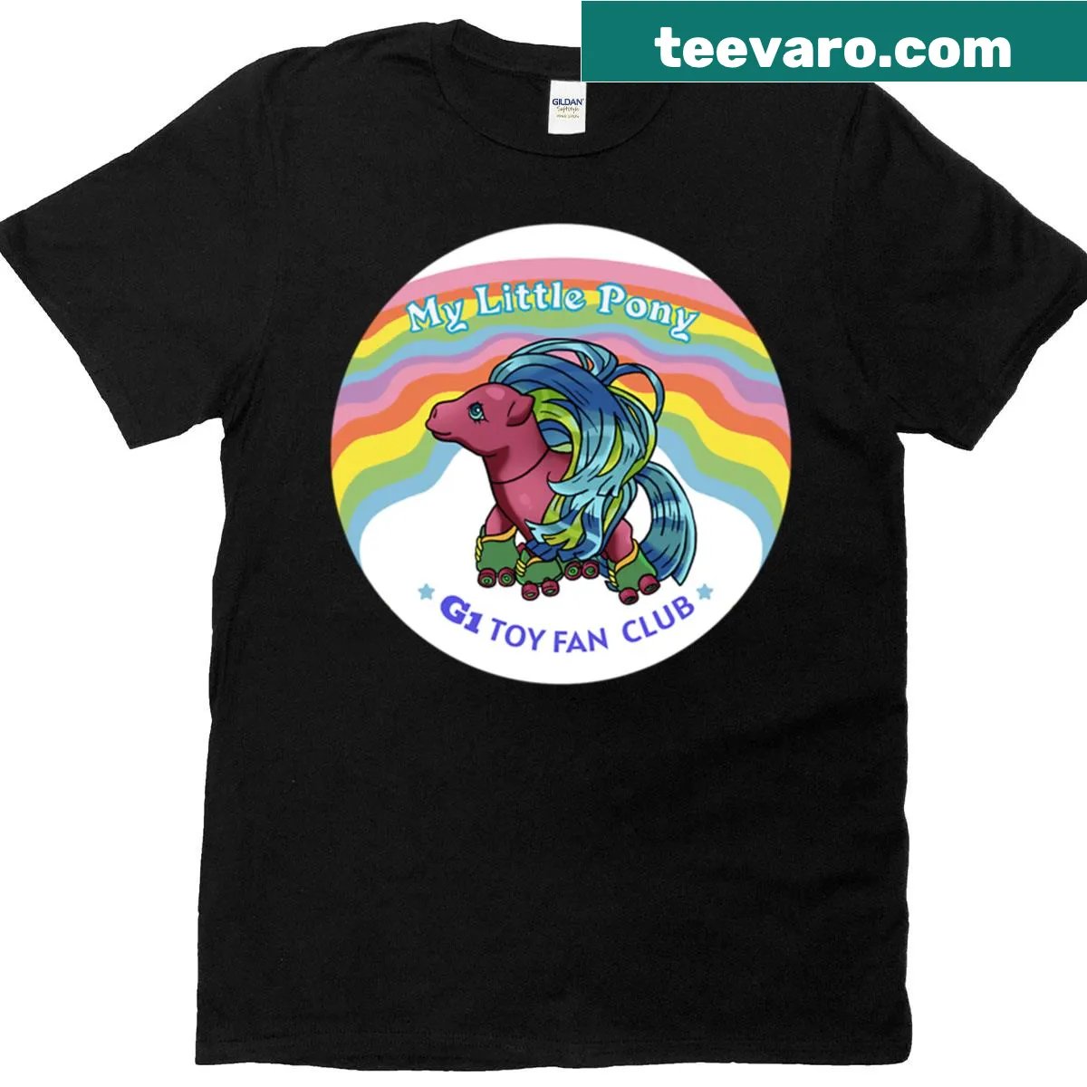 Badge design for MLP G1 Fan Club shirt — on a men's t-shirt