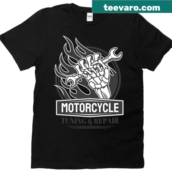 Typography design for motorcycle tuning and repair shirt