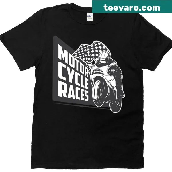 Realistic motorcyclist graphic T-shirt celebrating motor racing