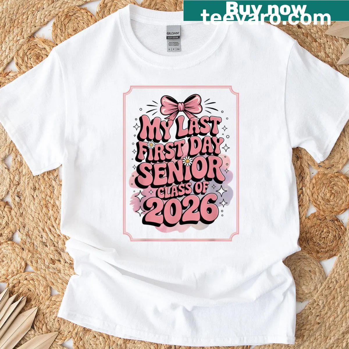Retro t-shirt celebrating last first day for seniors of 2026. — on a men's t-shirt