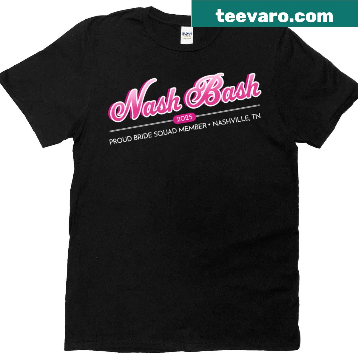 Bridal squad t-shirt with 'Nash Bash 2025' typography — on a men's t-shirt