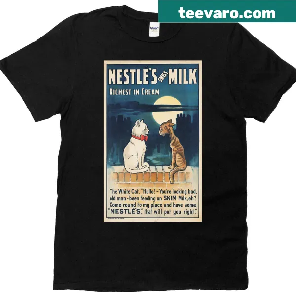 Vintage Nestlé Swiss Milk advertisement design on T-shirt