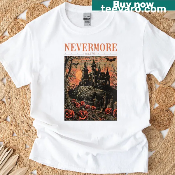 Vintage inspired Nevermore Est 1791 design on T-shirt