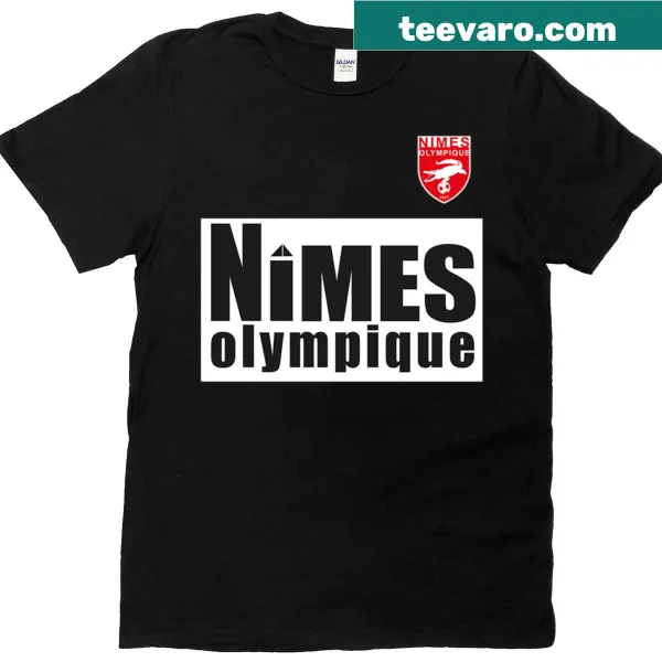 Retro-style supporter T-shirt featuring Nimes Olympique logo