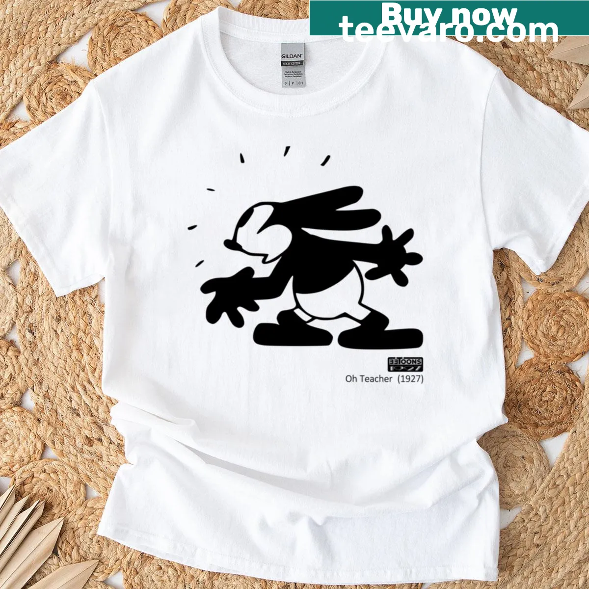 Funny Oswald teacher t-shirt with a cartoon design from 1927 — on a men's t-shirt