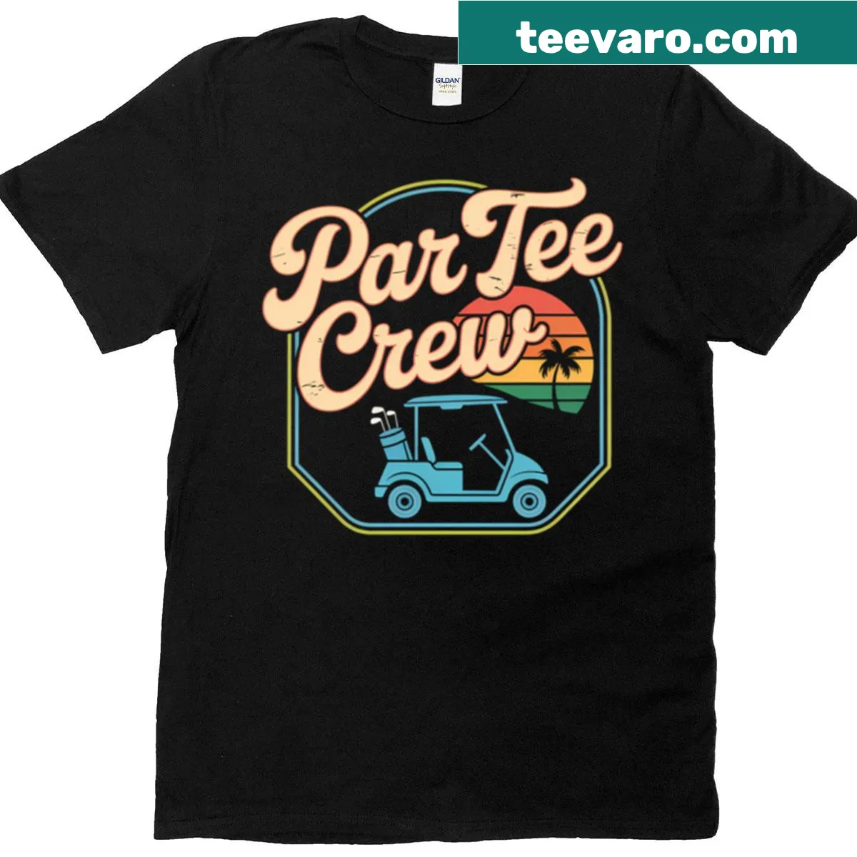 Vintage-style Par Tee Crew golf t-shirt with humorous graphics — on a men's t-shirt