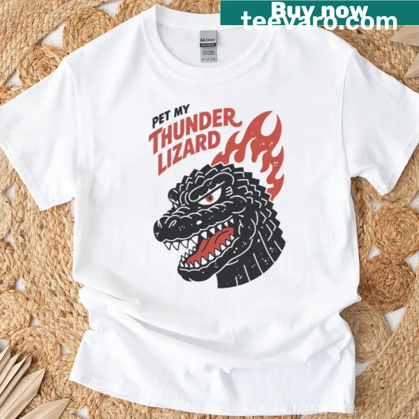 Illustration of a thunder lizard with humorous text