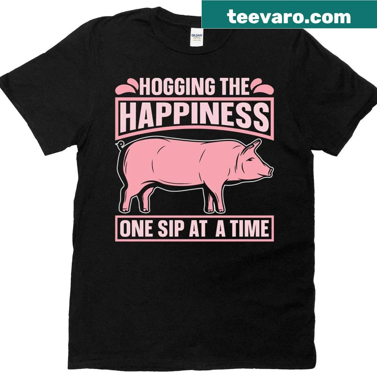Typography T-shirt celebrating pig farming happiness — on a men's t-shirt