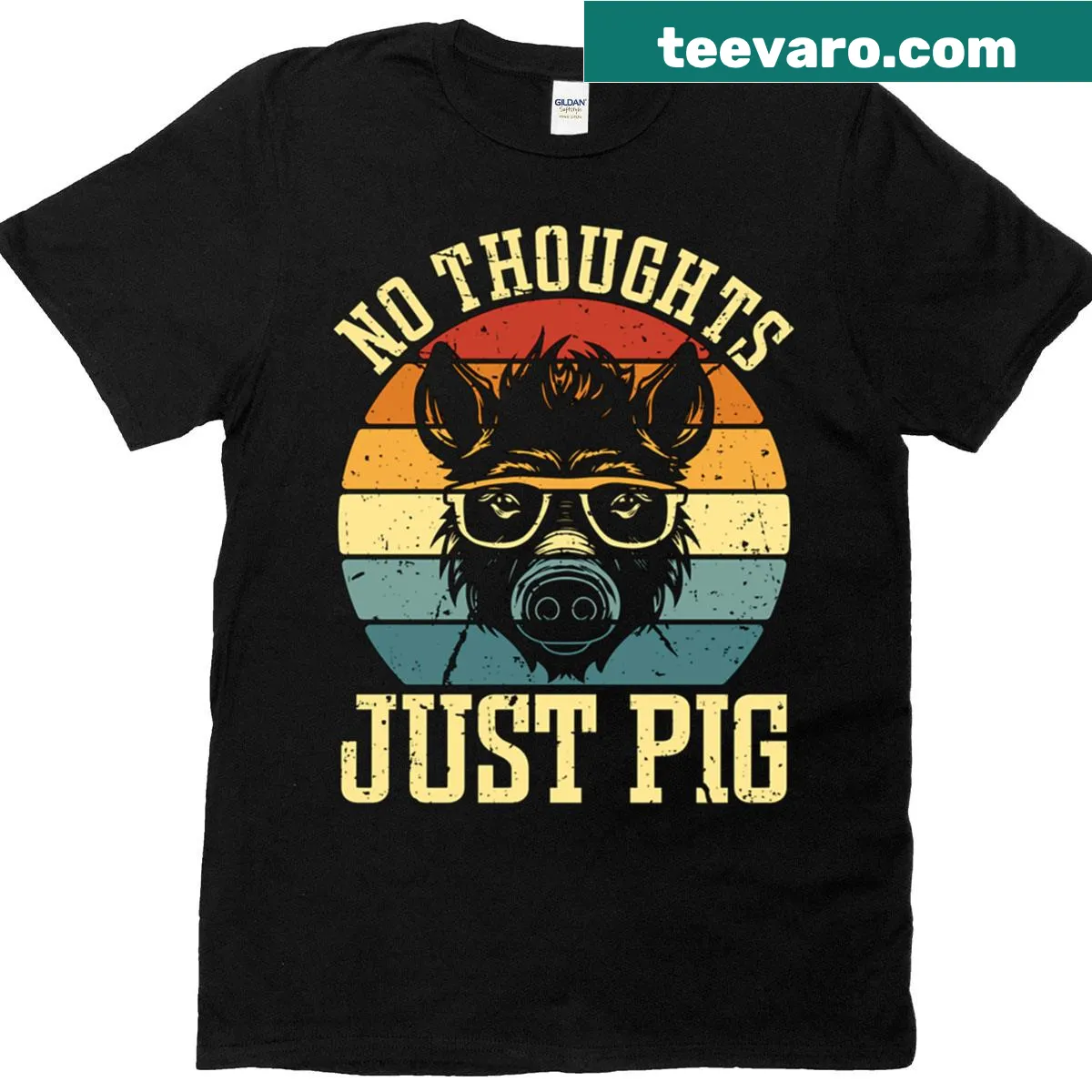 Oversized t-shirt with humorous pig farming phrase — on a men's t-shirt