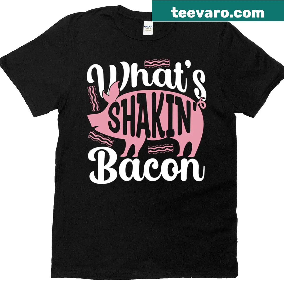 Playful pig farming illustration T-shirt — on a men's t-shirt
