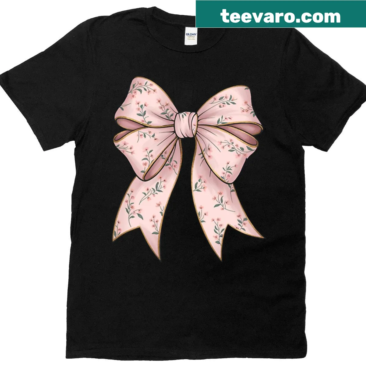 Feminine T-shirt with floral bow illustration — on a men's t-shirt